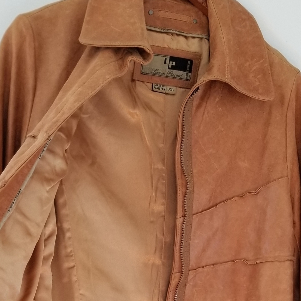 Lucien Piccard Womens Leather of Distinction Tan Coat, Size M/L - Picture 11 of 15